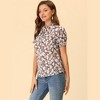 Allegra K Women's Ruffle Tie V-Neck Casual Smocked Short Sleeve Floral Top - 3 of 4