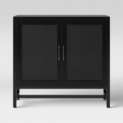 Warwick 2 Door Cabinet Black Threshold Rattan Accent Adjustable Shelf Mesh Doors Target