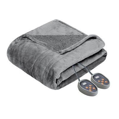 60" x 70" Microlight Berber Electric Throw Gray