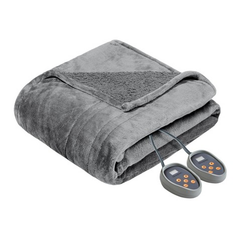 Queen Microlight To Berber Electric Heated Bed Blanket Gray : Target