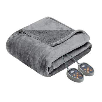 60" x 70" Microlight to Berber Electric Heated Bed Blanket Gray