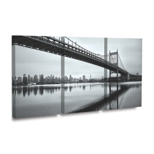 Trademark Fine Art -David Ayash 'Under the RFK Bridge B&W' Multi Panel Art Set 3 Piece 12x19 - 1 of 3