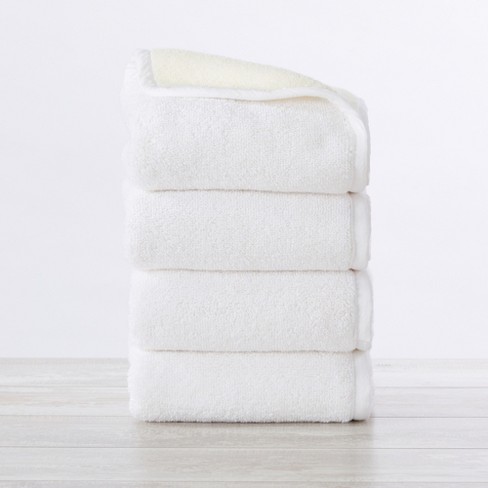 Great Bay Home Cotton Two-Toned Reversible Quick-Dry Towel Set (6 Piece Set, White / Ivory), Beige