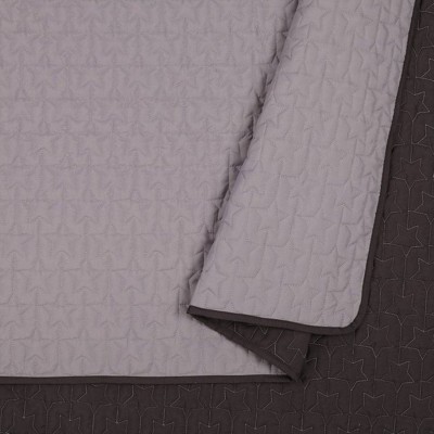 Coty Gray Microfiber Twin Reversible Quilt Set