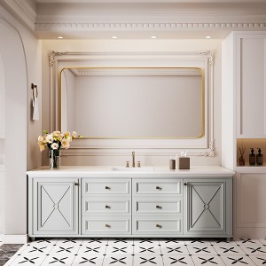 Rectangular Framed Tempered Glass Wall-Mounted Bathroom Vanity Mirror - 1 of 4