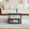 Modern Marble Nesting Coffee Table Set, Round Stacking Tables with Metal Frame, Black - 4 of 4