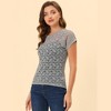 Allegra K Women's Curved Hem Sheer Short Sleeves Floral Lace Blouse - 3 of 4