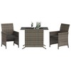 vidaXL 3 Piece Bistro Set with Cushions Gray Poly Rattan - 3 of 4