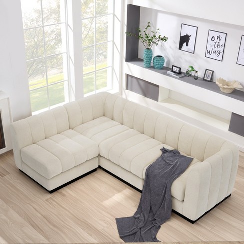 128” Chenille Sectional Couch, 4 Seater L Shape Modular Sofa Set for Living Room Office-Morden Fort - image 1 of 4