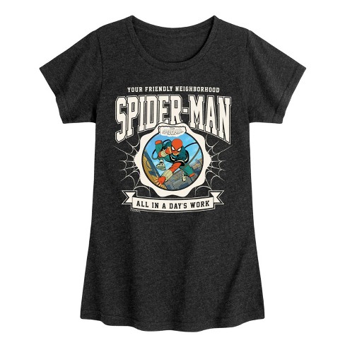 Girls' - Marvel - Friendly Spidey Collegiate Fitted Short Sleeve Graphic T-Shirt - image 1 of 4