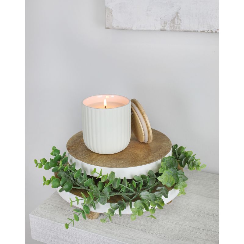 AuldHome Design Farmhouse Round Wooden Risers 2pc Set, Rustic Decorative Risers for Display w/ Wood and Enamel, 5 of 8
