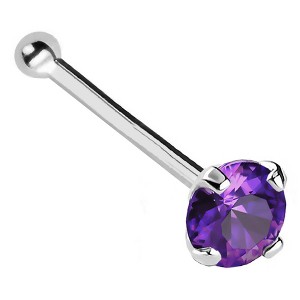 Jewelry Avalanche 22G 14K Gold Ball-end Nose Stud with Amethyst Gemstone - 1 of 2