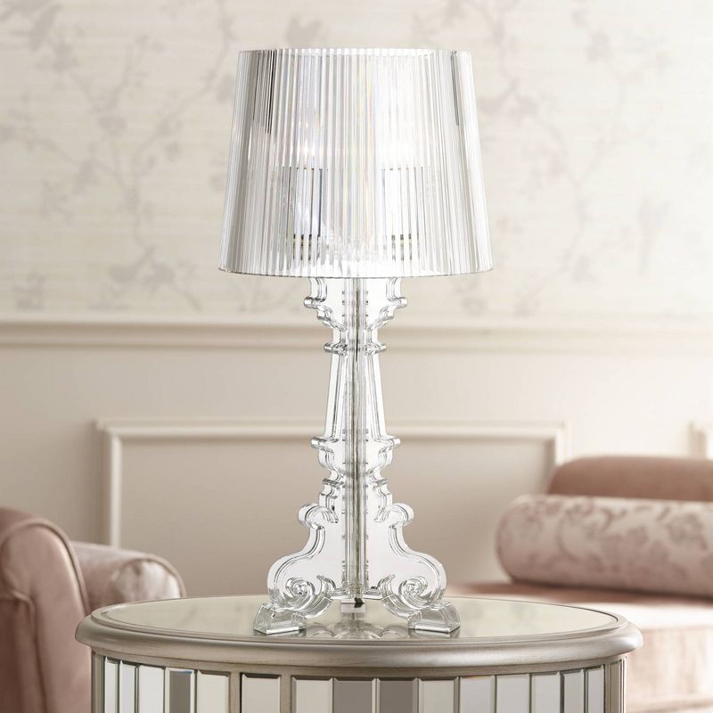 360 Lighting Baroque Traditional Accent Table Lamp 20" High Clear Acrylic for Bedroom Living Room Bedside Nightstand Office Kids Family House Home, 2 of 9