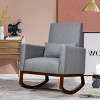 2-in-1 Fabric Upholstered Rocking Chair Nursery Armchair with Pillow Dark Grey - 3 of 4