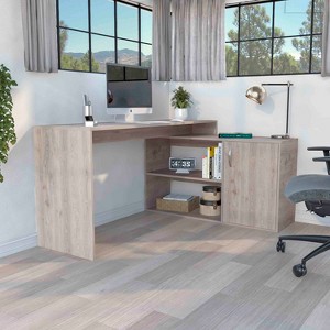 Vynxaria L Shaped Corner Desk Modern Stylish Wooden Office Desk with Drawers Reversible Shelves Very Suitable for Home Office Games - 1 of 4
