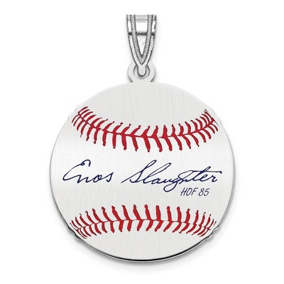 Black Bow Jewelry Sterling Silver Enos Slaughter Signature SM Enamel Baseball Pendant