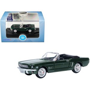 1965 Ford Mustang Convertible Ivy Green Metallic 1/87 (HO) Scale Diecast Model Car by Oxford Diecast - 1 of 4