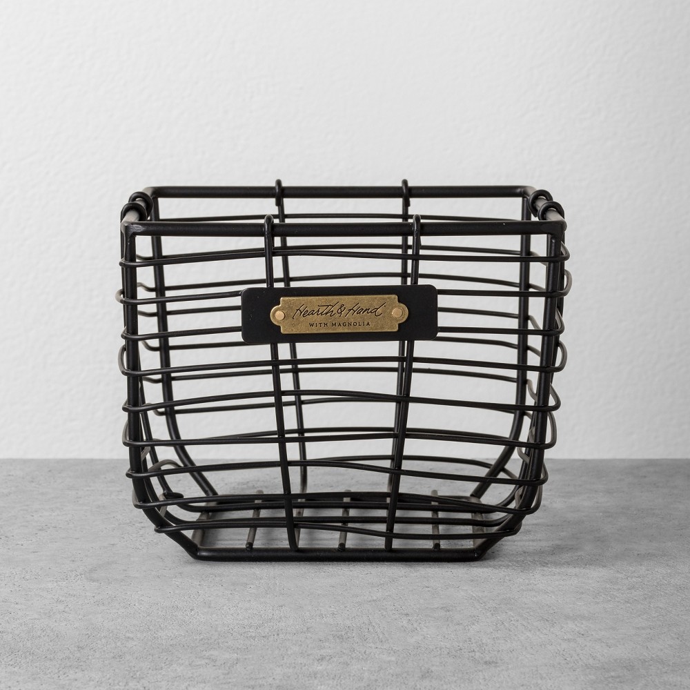 Photos - Other interior and decor Small Wire Storage Basket Black - Hearth & Hand™ with Magnolia
