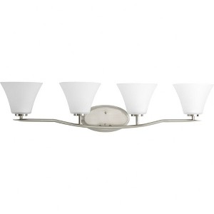 Progress Lighting Bravo Collection 4-Light Bath Wall Light in Brushed Nickel with Etched Glass Shades - 1 of 3