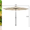 Costway 10' Solar LED Lighted Patio Market Umbrella Shade Tilt Adjustment Crank Tan/Beige/Blue/Navy/Burgundy/Gray - 3 of 4