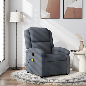 vidaXL Massage Recliner Chair Dark Gray Velvet - 1 of 4