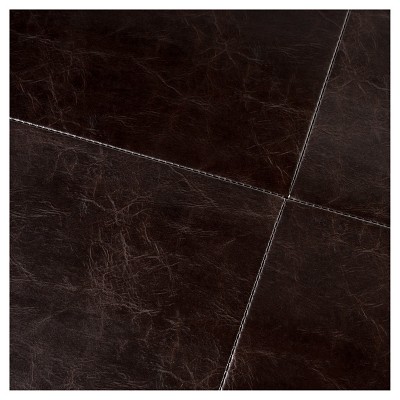 Kelapith Dark Brown PU Leather Ottoman Bench with Rack