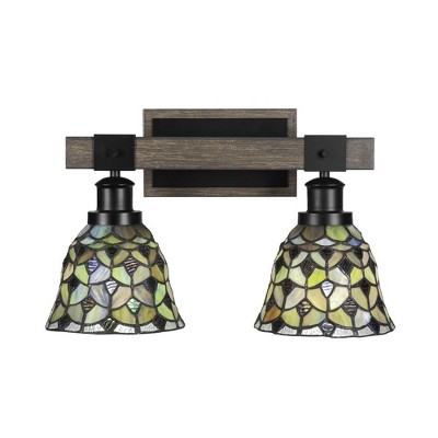 Toltec Lighting Tacoma 2 - Light Vanity in  Black/Painted Wood with 7" Crescent Art Glass Shade