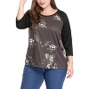 Agnes Orinda Women's Plus Size Round Neck 3/4 Raglan Sleeves Floral Printed Dressy Casual Peasant Tops - 2 of 4