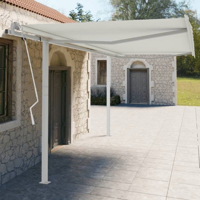 vidaXL Awning Post Set White 177.2 in.x96.5 in. Iron