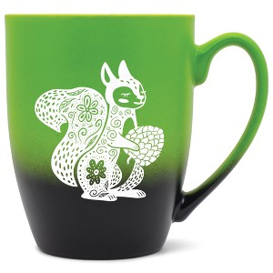 Elanze Designs 12 Ounce Vibrant Two Toned Ombre Ceramic Tea Coffee Cup Mug Green Black Floral Squirrel - 1 of 4