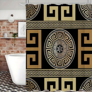 Paaaawaters 1pcs Shower Curtain Set - Luxurious Black and Gold Geometric Design for Modern Bathroom Decoration - 1 of 4
