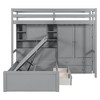 Whisen Twin Bunk Bed with Drawers, Wardrobe, Storage Shelves and Hydraulic Bed - 3 of 4