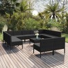 vidaXL Patio Lounge Set Outdoor Sectional Sofa Set with Table, Poly Rattan, Black - 2 of 4