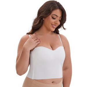 INSPIRE CHIC Women's Adjustable Spaghetti Straps Wireless Padded Slim Fit Sweetheart Neck Solid Camisoles - 1 of 4