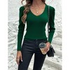 Zeagoo Fall Sweaters for Women 2024 Casual Long Sleeve Shirts V Neck Pullover Puff Slim Fit Tops - 3 of 4