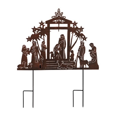 Evergreen Solar Nativity Garden Stake