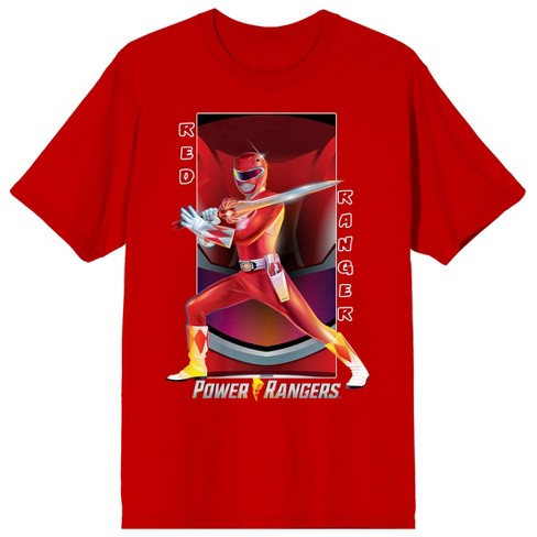 Power Rangers Red Ranger Pose Crew Neck Short Sleeve Red Men's T-shirt - image 1 of 3