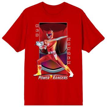 Power Rangers Red Ranger Pose Crew Neck Short Sleeve Red Men's T-shirt