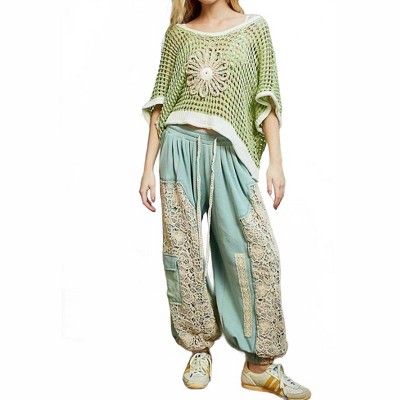 Women's Oversize Loose Knit Flower Top - POL