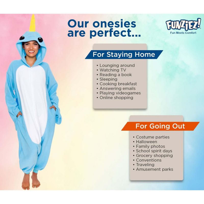 FUNZIEZ! - Narwhal Adult Unisex Novelty Union Suit Costume for Halloween, 6 of 8