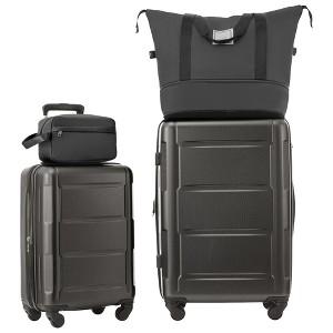 4 Piece 20"and 28" Luggage Set, ABS Lightweight Suitcase with Travel Duffel Bag, Toiletry Bag, Spinner Wheels,  TSA Lock--ModernLuxe - 1 of 4