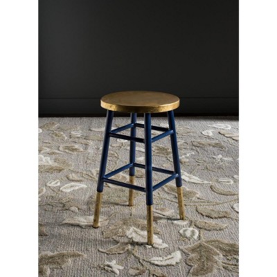 Navy and Gold Backless Metal Counter Stool