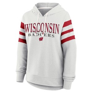 NCAA Wisconsin Badgers Women's Gray Fashion Hooded Sweatshirt - 1 of 3