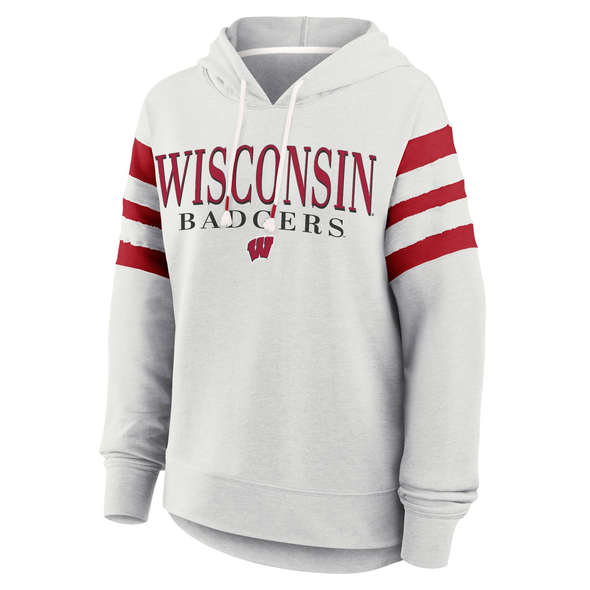 NCAA Wisconsin Badgers Women's Gray Fashion Hooded Sweatshirt - L