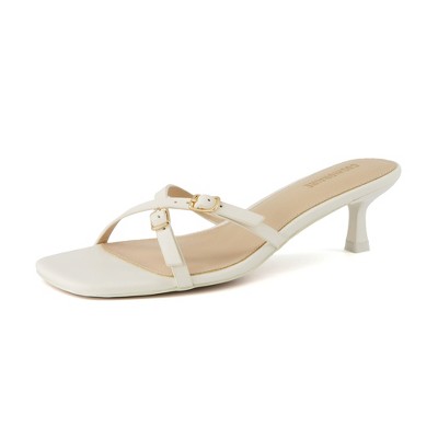 CUSHIONAIRE Women's Milan Kitten Heel Sandals +Memory Foam, Wide Widths Available