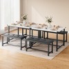 Dining Room Table Set with 2 Benches,Dining Table Set for 4 Kitchen Table with 2 PU Upholstered Benches - 3 of 4