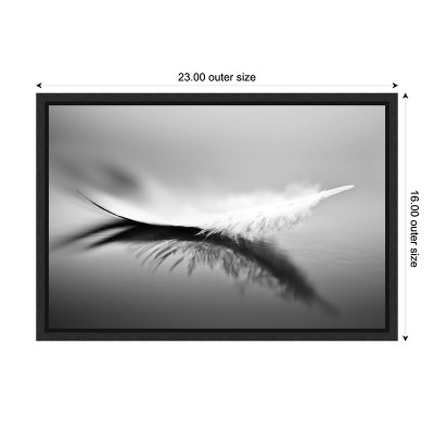Amanti Art Black and White Feather Canvas Print with Floating Frame