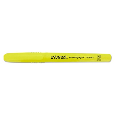 UNIVERSAL Pocket Clip Highlighter Chisel Tip Fluorescent Yellow Ink Dozen 08851