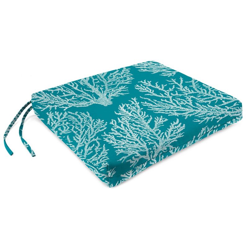 Outdoor Set Of 2 French Edge Seat Cushions In Seacoral Turquoise  - Jordan Manufacturing, 1 of 10