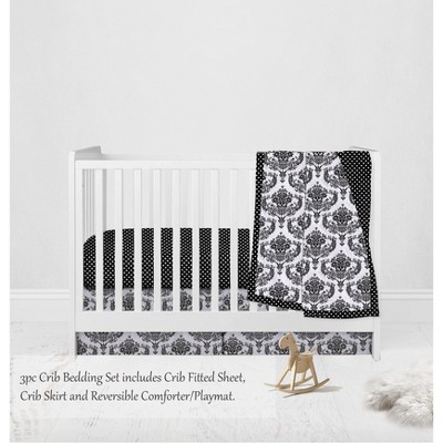 Bacati - Classic Damask Black/Grey/White 3 pc Crib Bedding Set